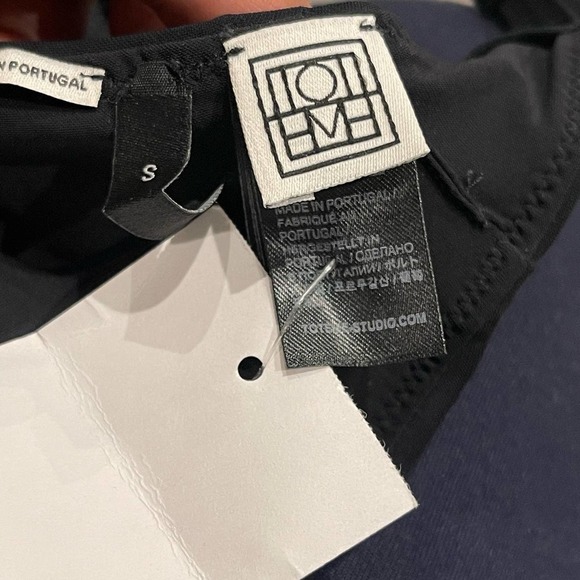 TOTÊME Black Tie Front Recycled Polyamide Blend Triangle Bikini Top Size S NWT - Picture 12 of 13